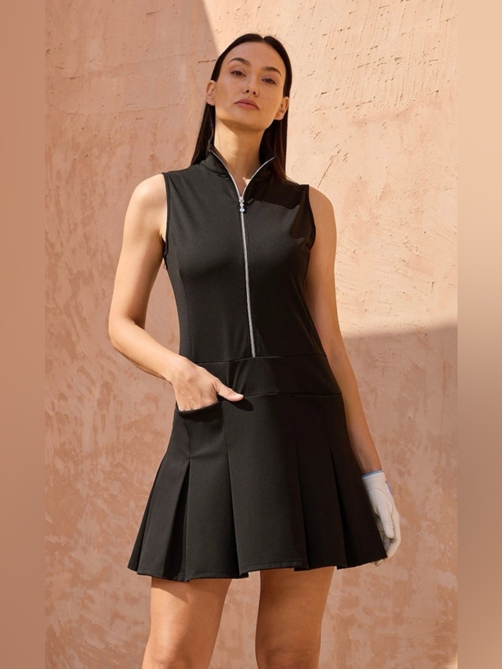 Acegolfs Black Golf Dress Sleeveless Zip Front Pockets Activewear XXL NWT